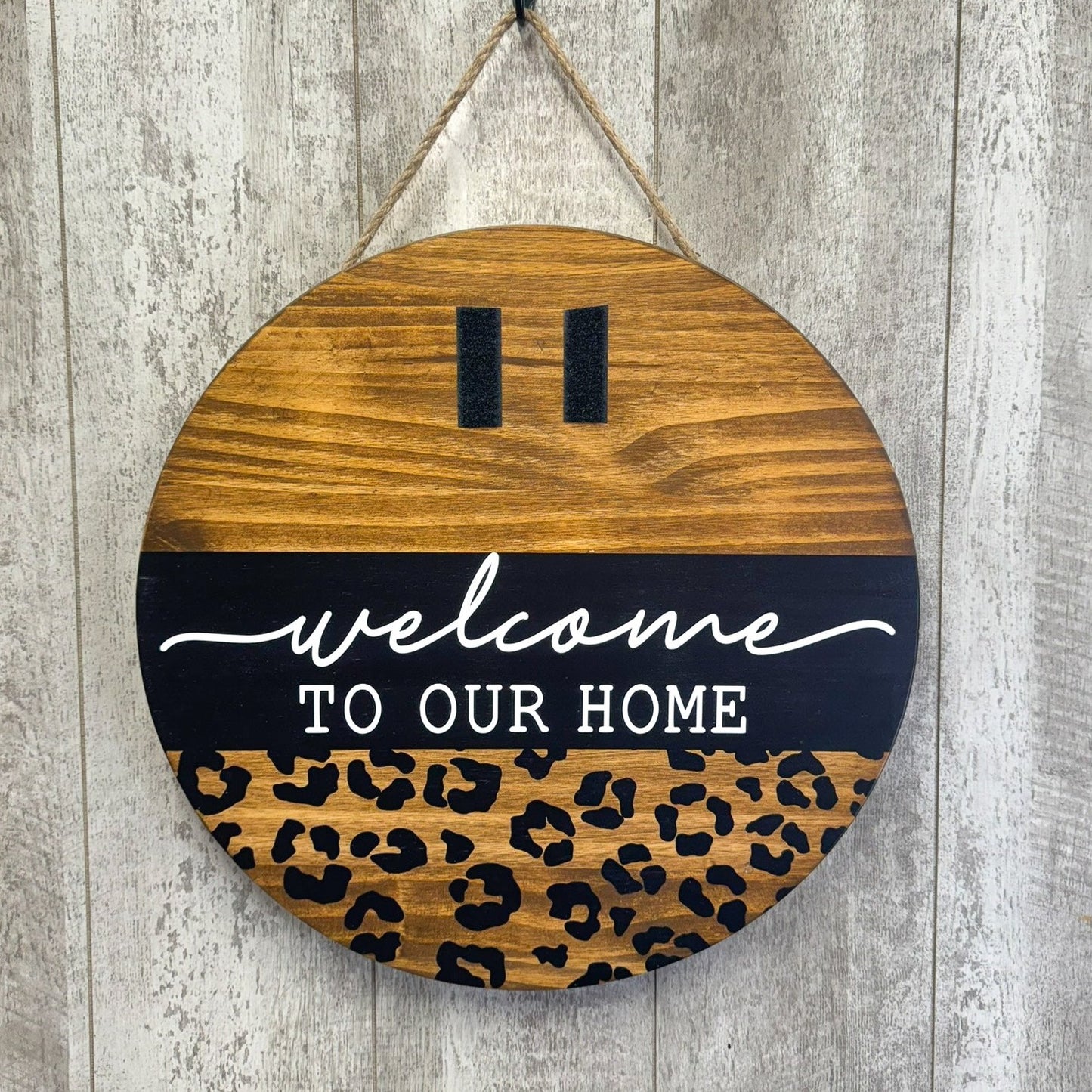 Welcome to Our Home Cheetah Print Door Hanger