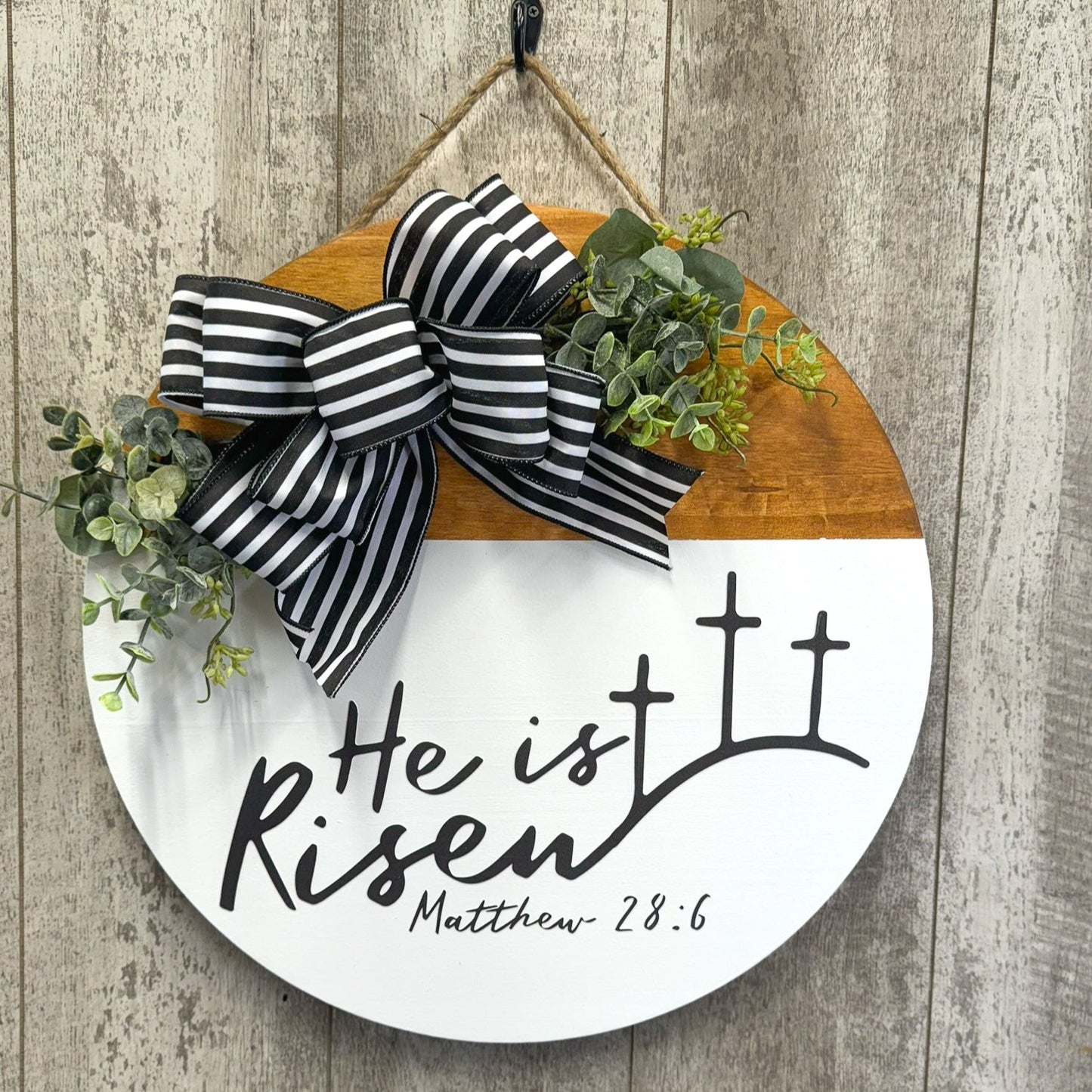 He Is Risen Door Hanger, Easter Front Door Sign