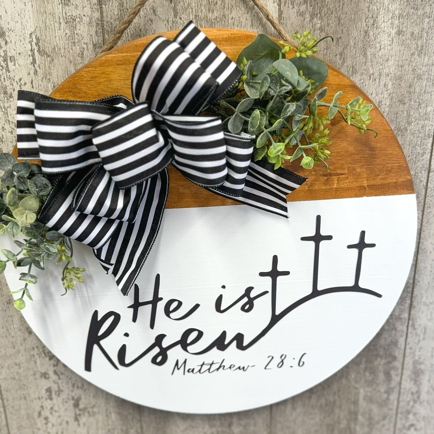 He Is Risen Door Hanger, Easter Front Door Sign