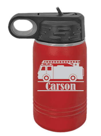 Fire Truck Monogram Kids 12oz Water Bottle