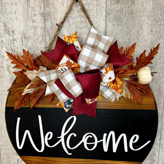 Burgundy &  Plaid Autumn Interchangeable Bow