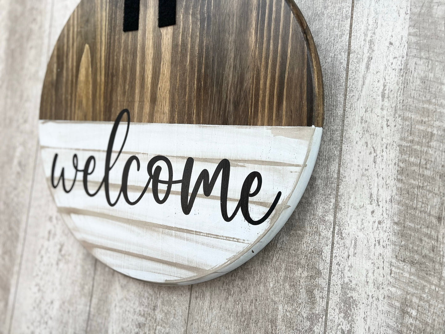 Welcome to Our Home Shiplap Door Hanger, Personalized Sign