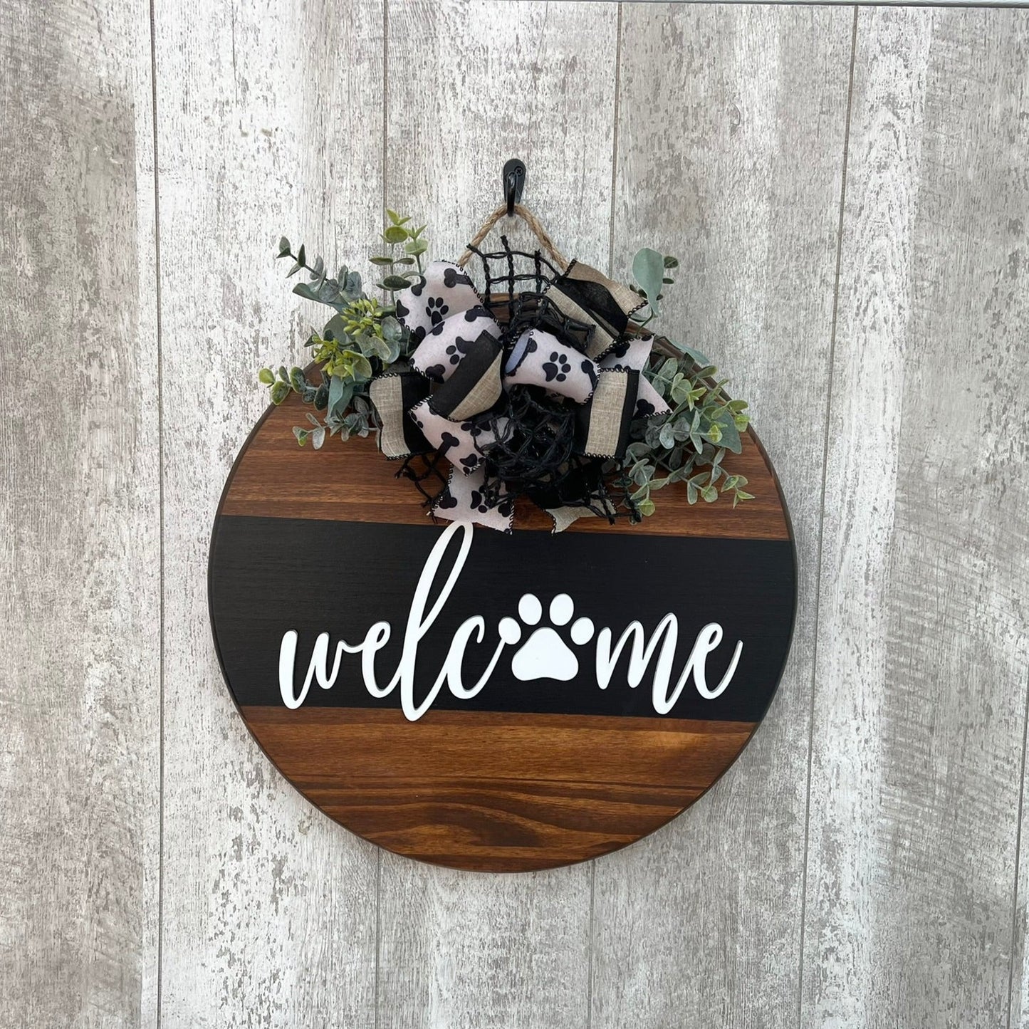 Paw Print Welcome Door Hanger, Paw Print Interchangeable Sign