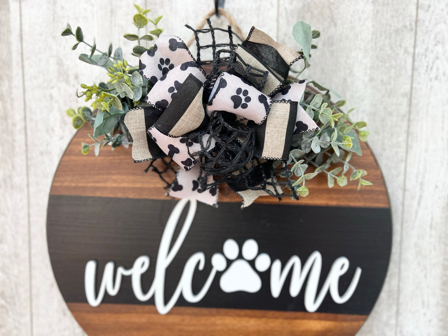 Paw Print Welcome Door Hanger, Paw Print Interchangeable Sign