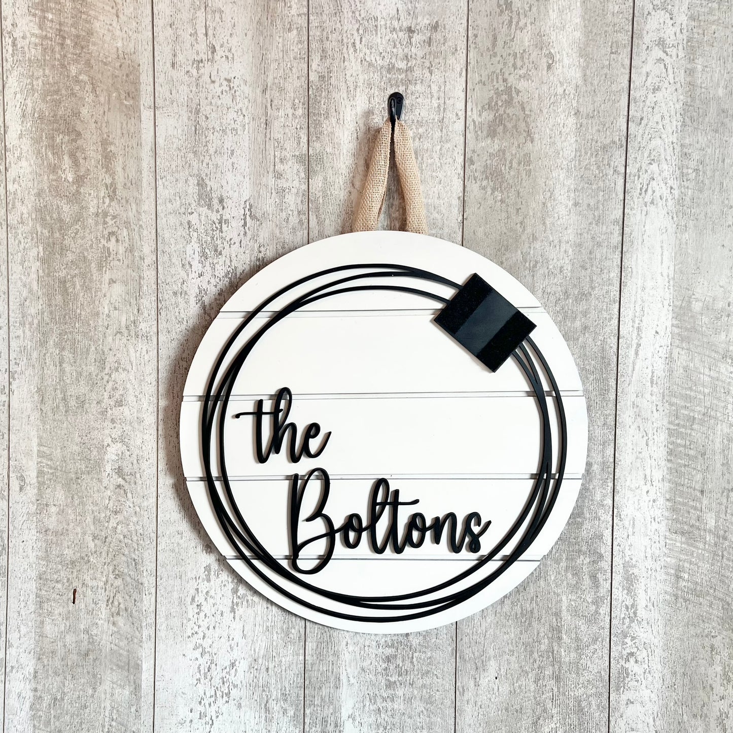 Farmhouse Shiplap Personalized Last Name Door Hanger