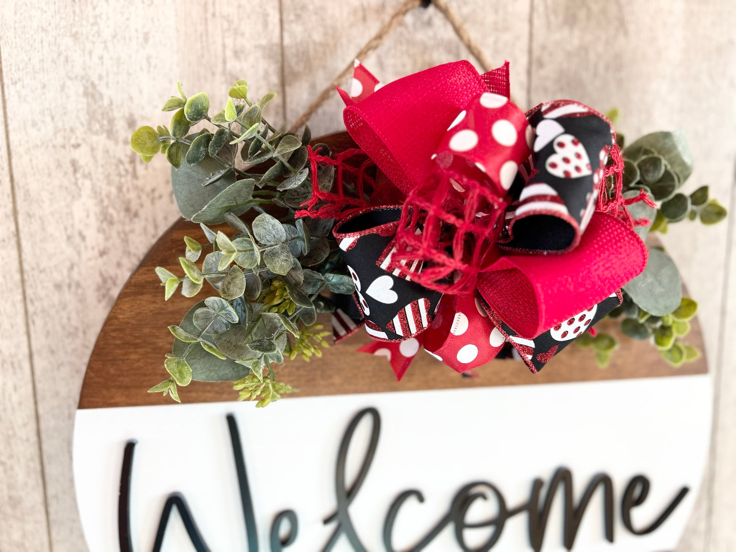 Black & Red Hearts Valentine's Interchangeable Bow Attachment