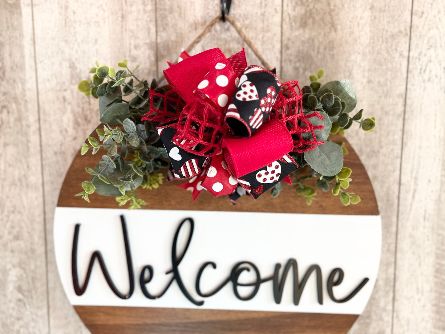 Black & Red Hearts Valentine's Interchangeable Bow Attachment