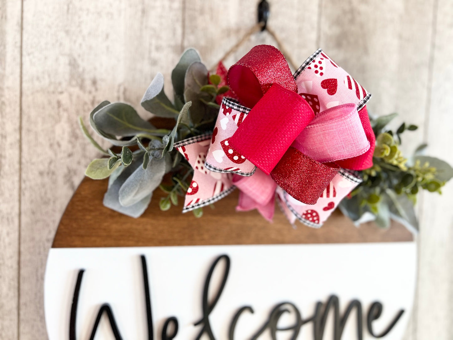 Pink & Red Hearts Valentine's Interchangeable Bow Attachment