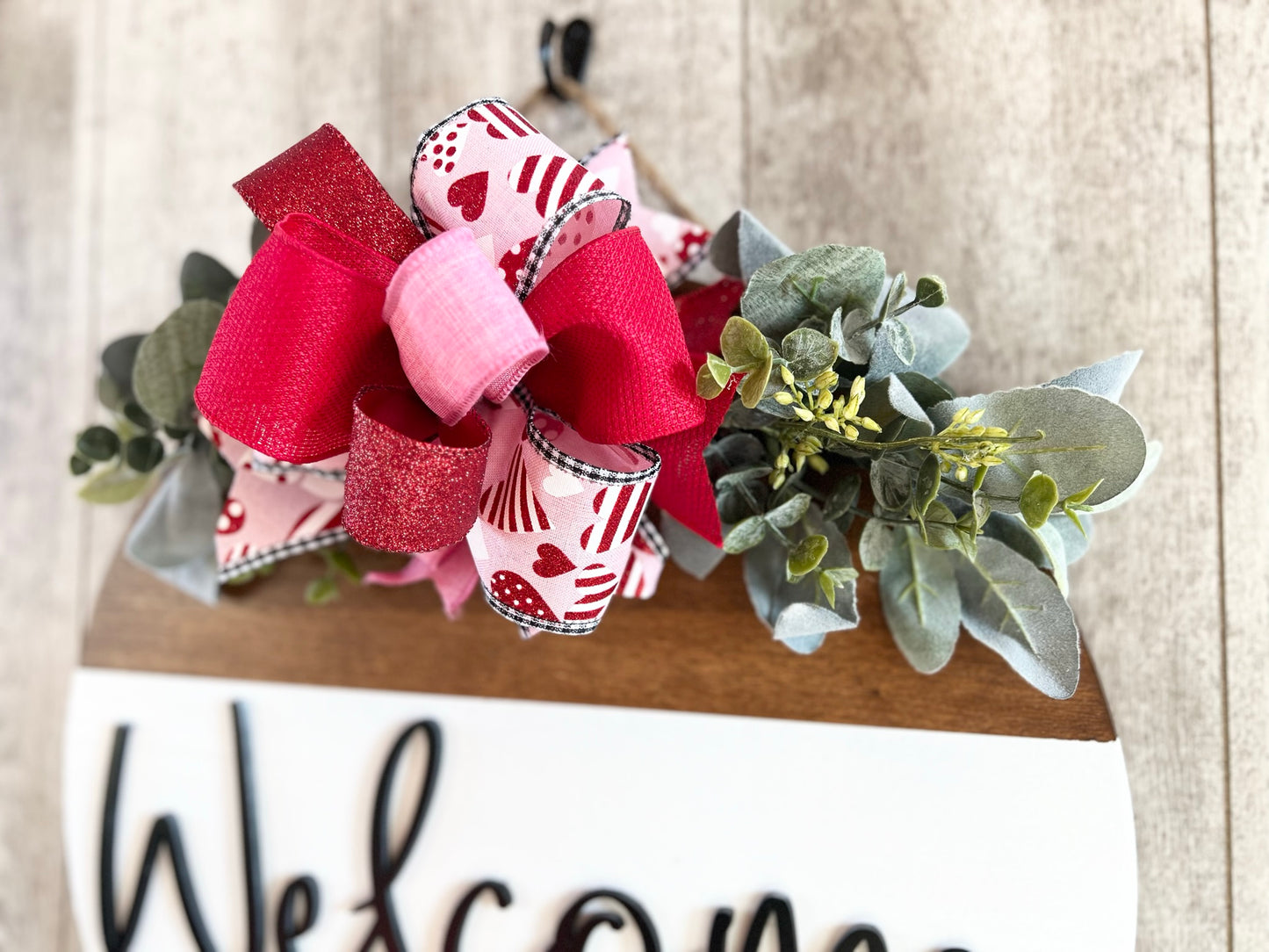 Pink & Red Hearts Valentine's Interchangeable Bow Attachment