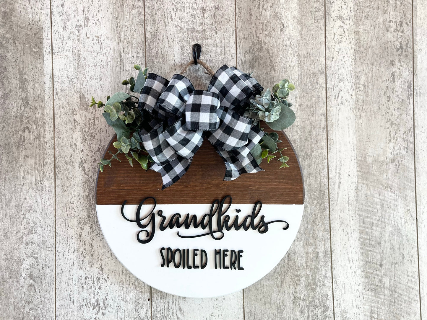 Grandkids Spoiled Here Front Door Sign, Interchangeable Door Hanger