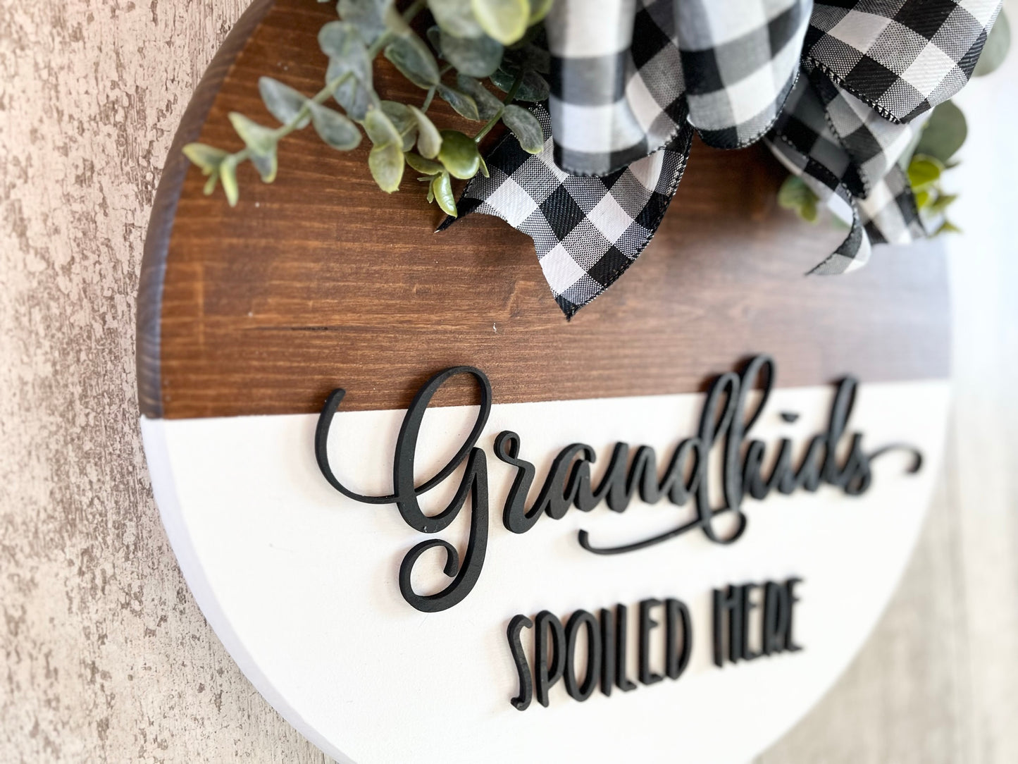 Grandkids Spoiled Here Front Door Sign, Interchangeable Door Hanger