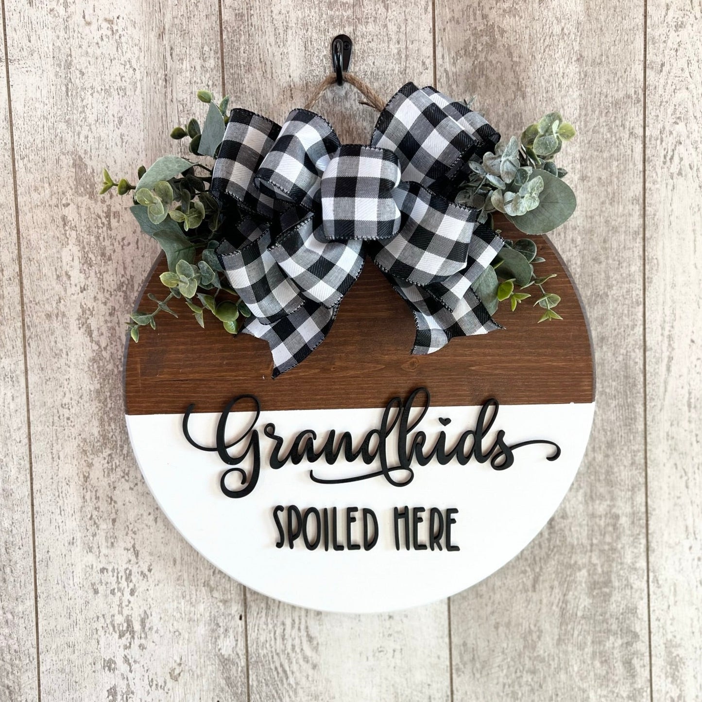 Grandkids Spoiled Here Front Door Sign, Interchangeable Door Hanger