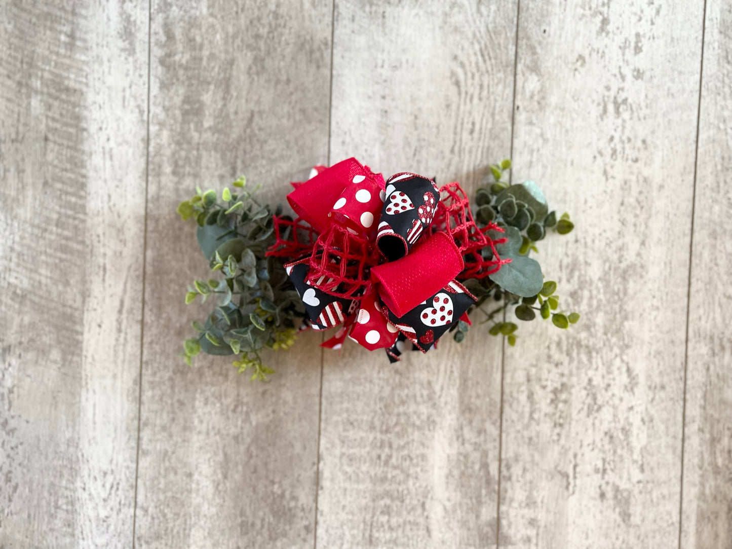 Black & Red Hearts Valentine's Interchangeable Bow Attachment