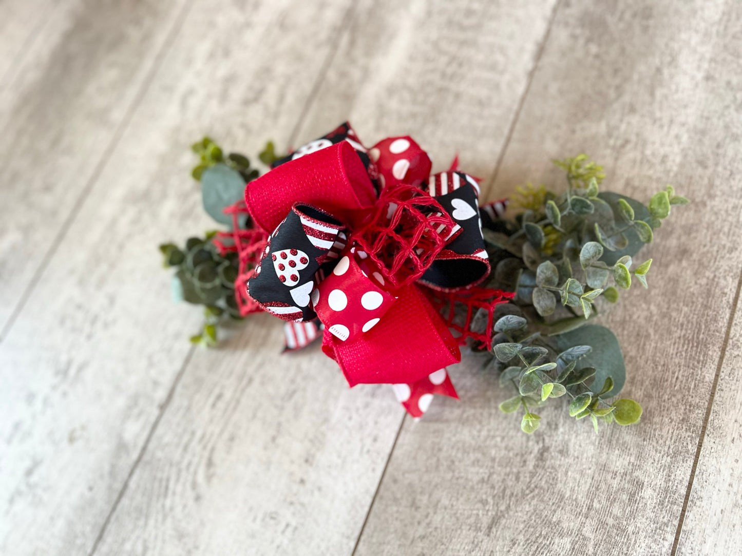 Black & Red Hearts Valentine's Interchangeable Bow Attachment