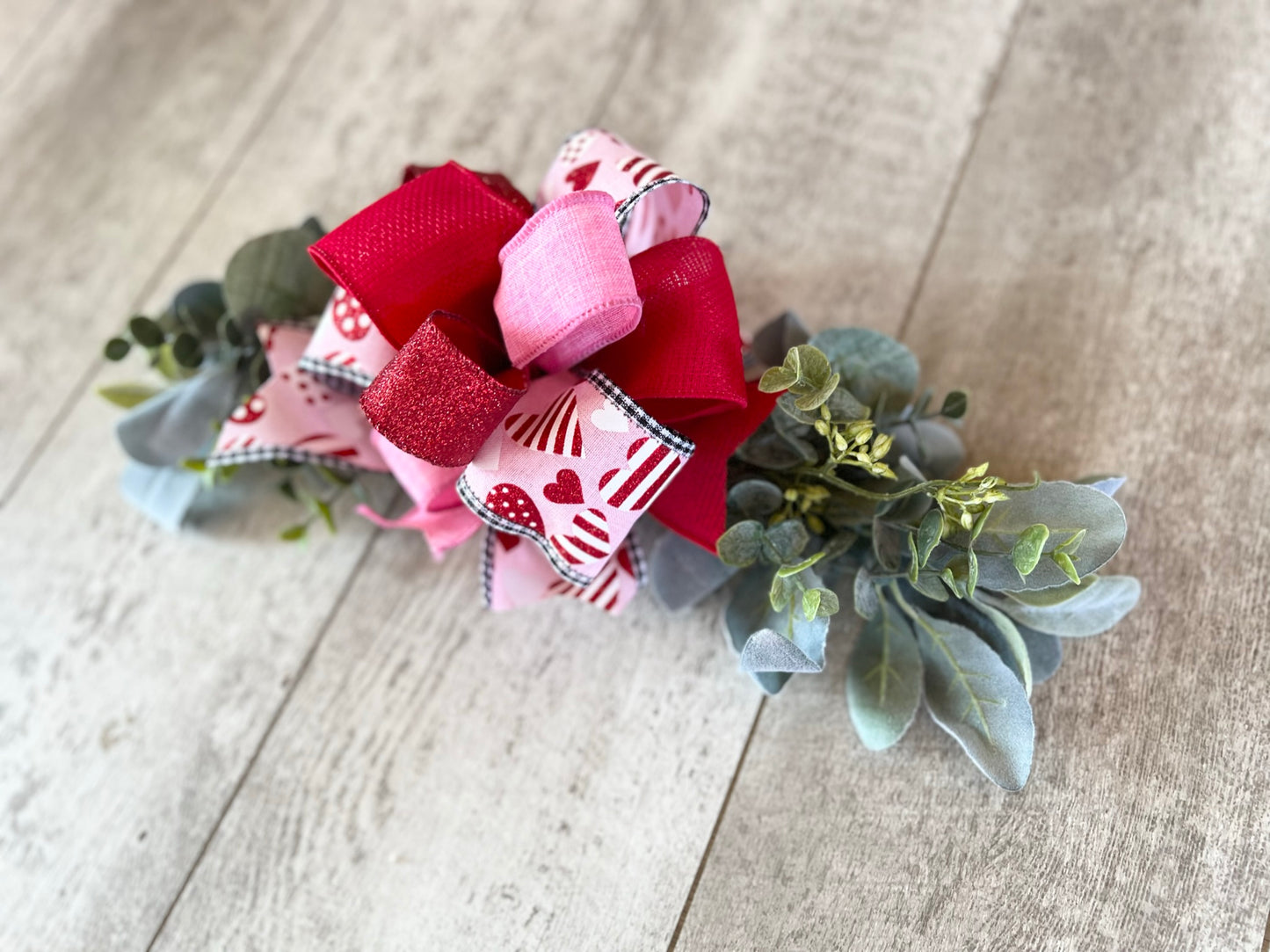 Pink & Red Hearts Valentine's Interchangeable Bow Attachment