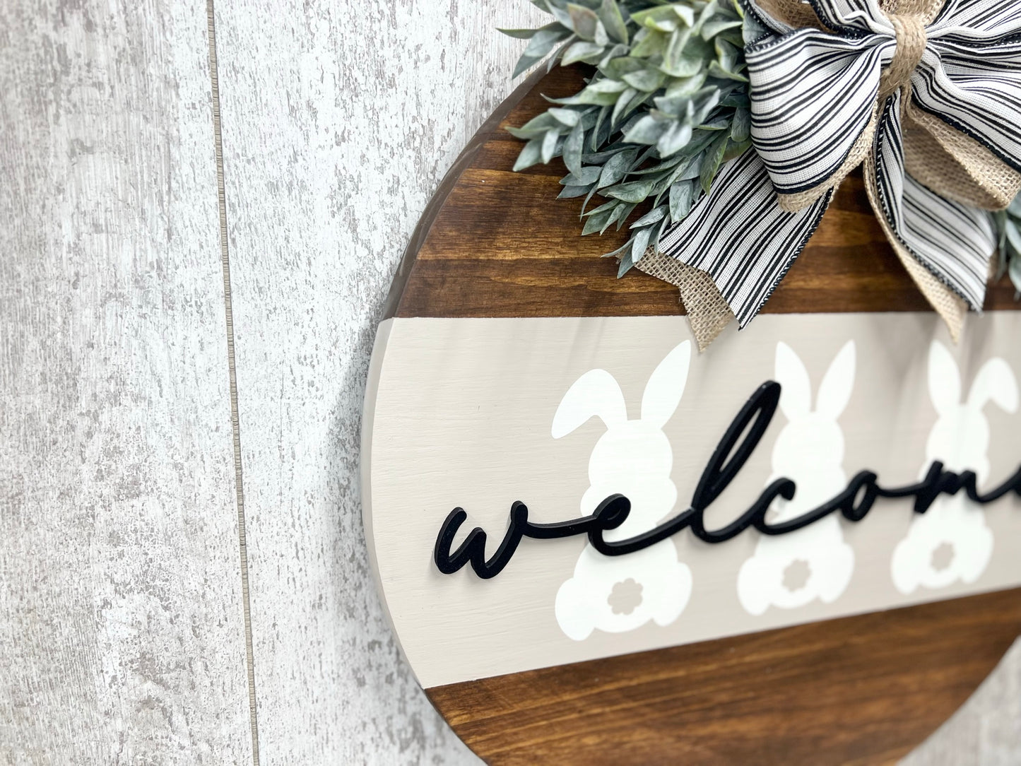 Bunny Welcome Door Hanger, Neutral Easter Sign