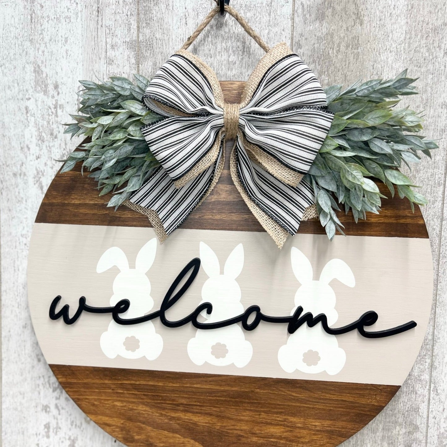 Bunny Welcome Door Hanger, Neutral Easter Sign