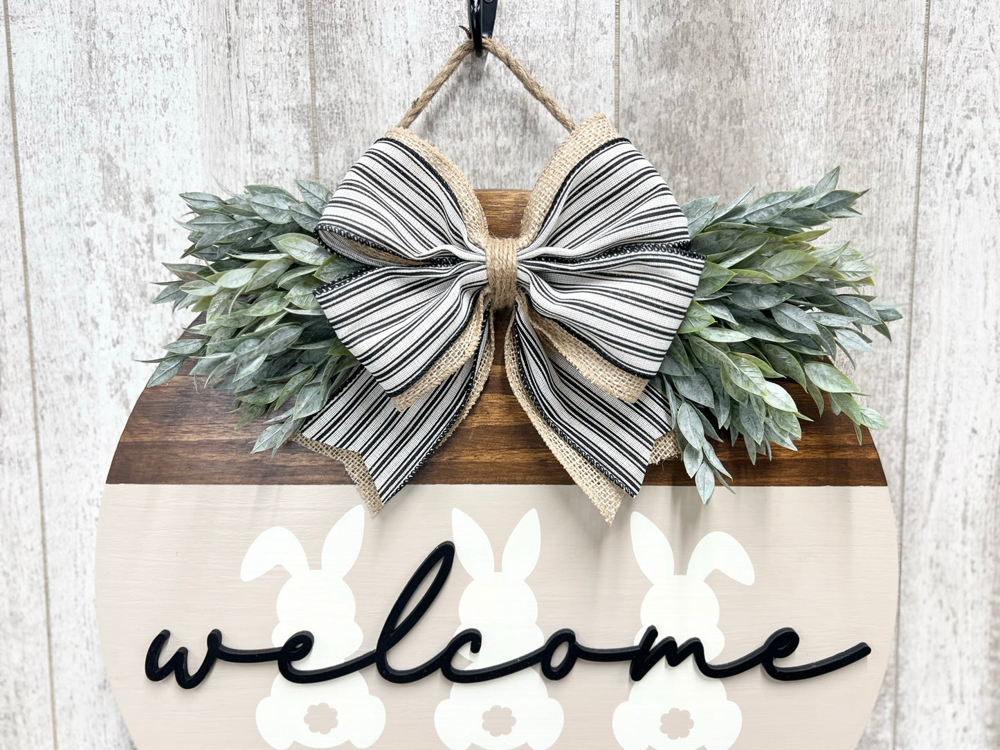 Bunny Welcome Door Hanger, Neutral Easter Sign