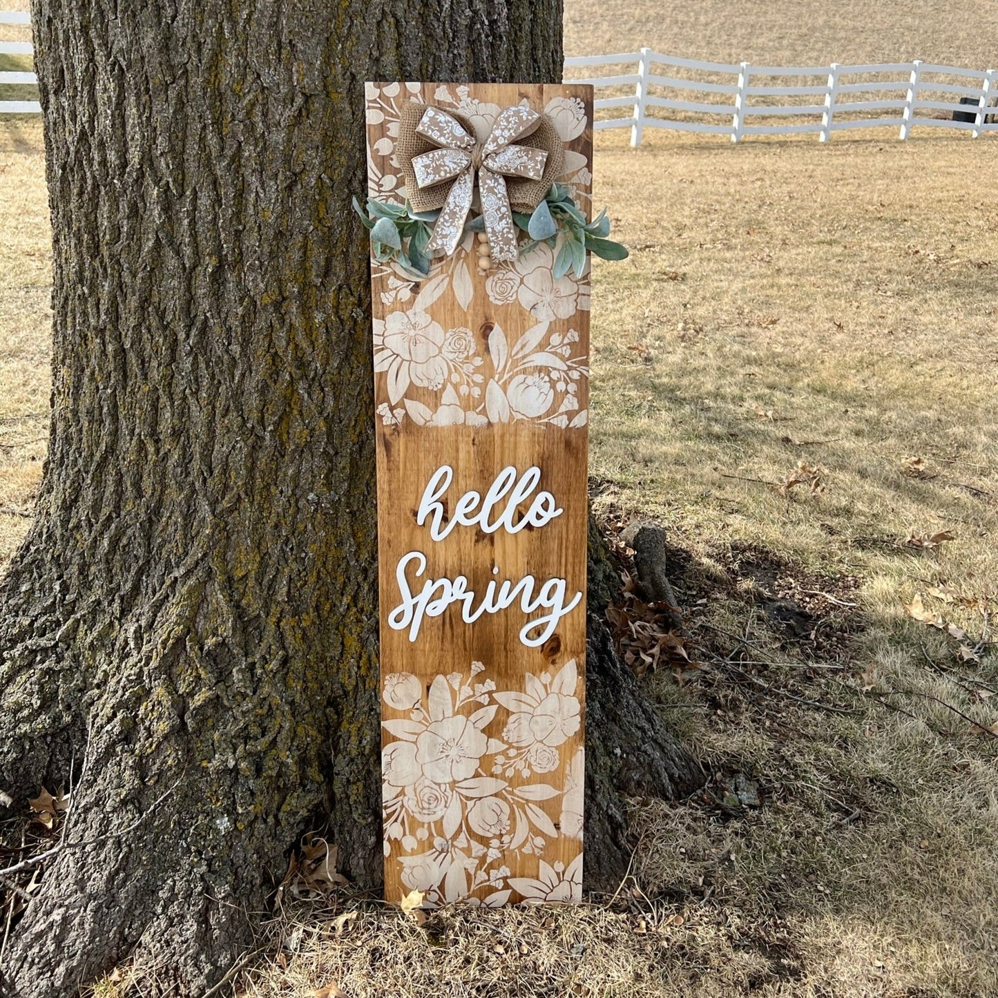 Hello Spring Floral Porch Sign