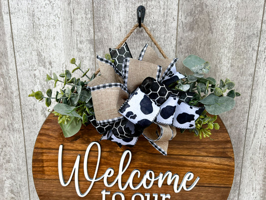 Black & White Cow Print Interchangeable Bow Attachment