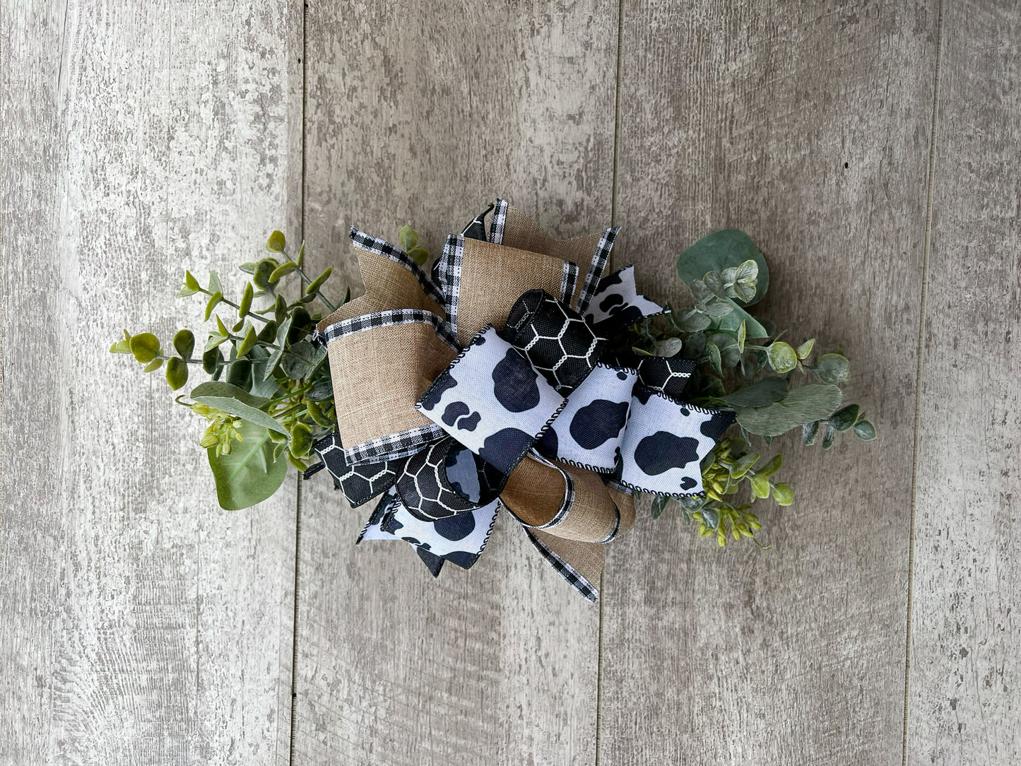 Black & White Cow Print Interchangeable Bow Attachment