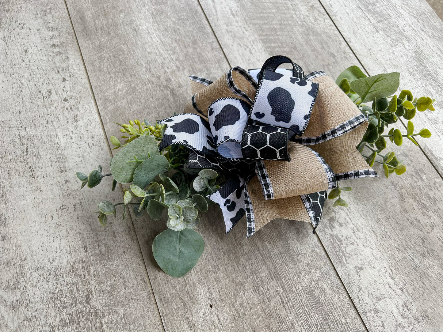 Black & White Cow Print Interchangeable Bow Attachment