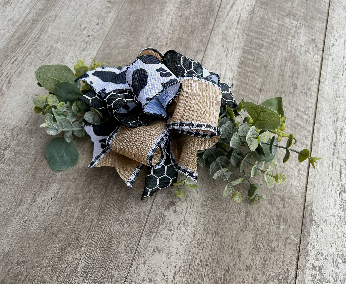 Black & White Cow Print Interchangeable Bow Attachment