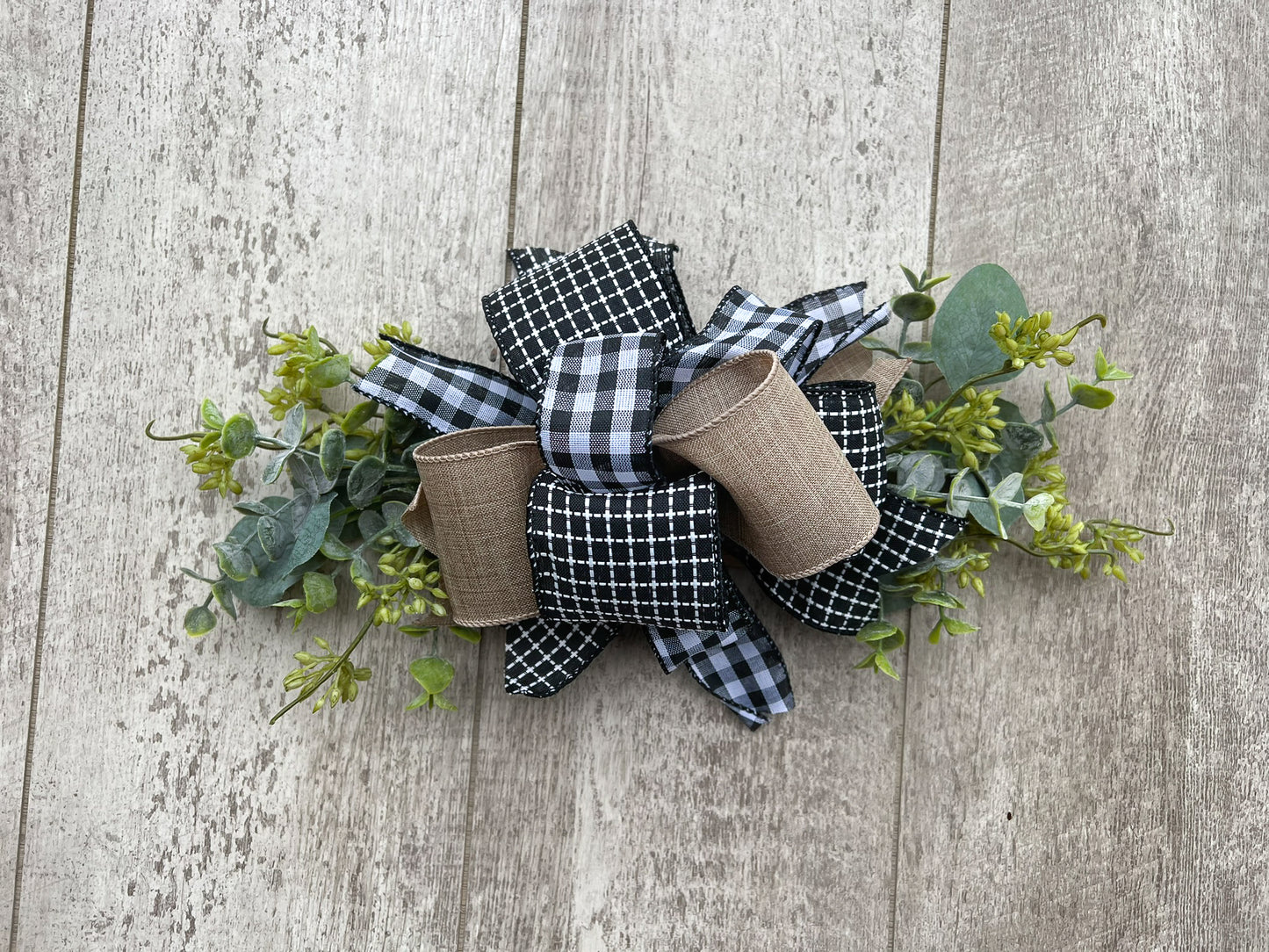 Burlap & Buffalo Plaid Trio Interchangeable Bow Attachment