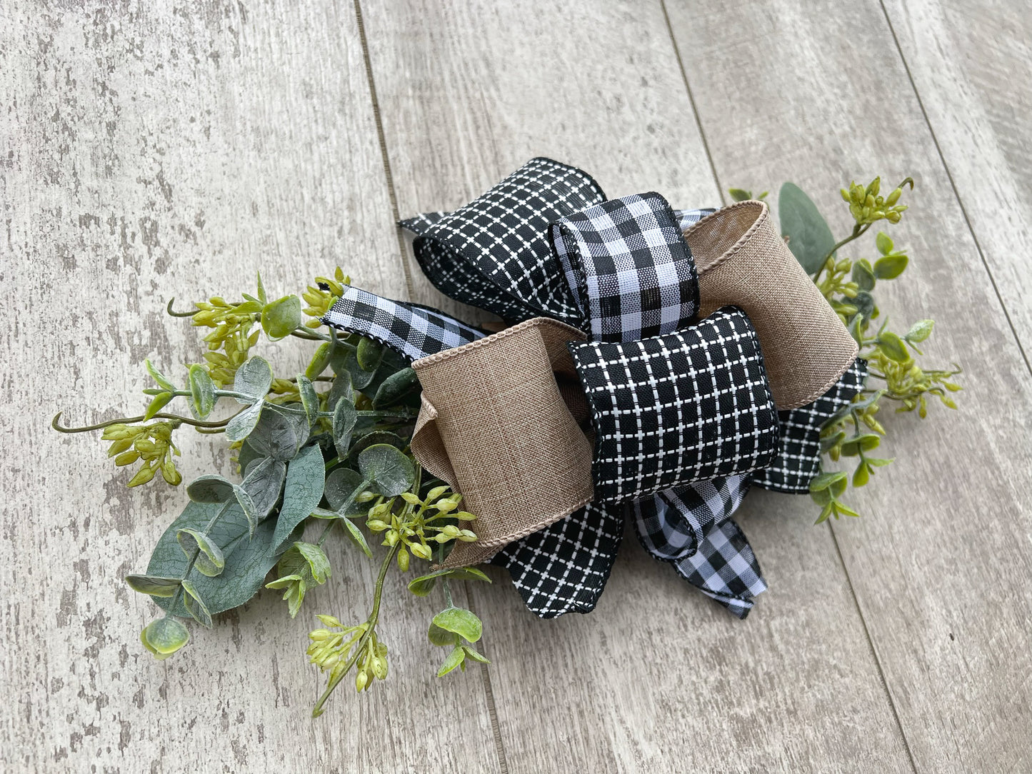 Burlap & Buffalo Plaid Trio Interchangeable Bow Attachment