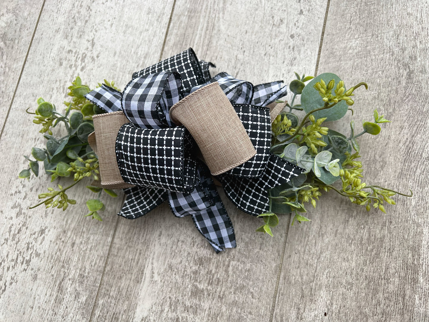 Burlap & Buffalo Plaid Trio Interchangeable Bow Attachment