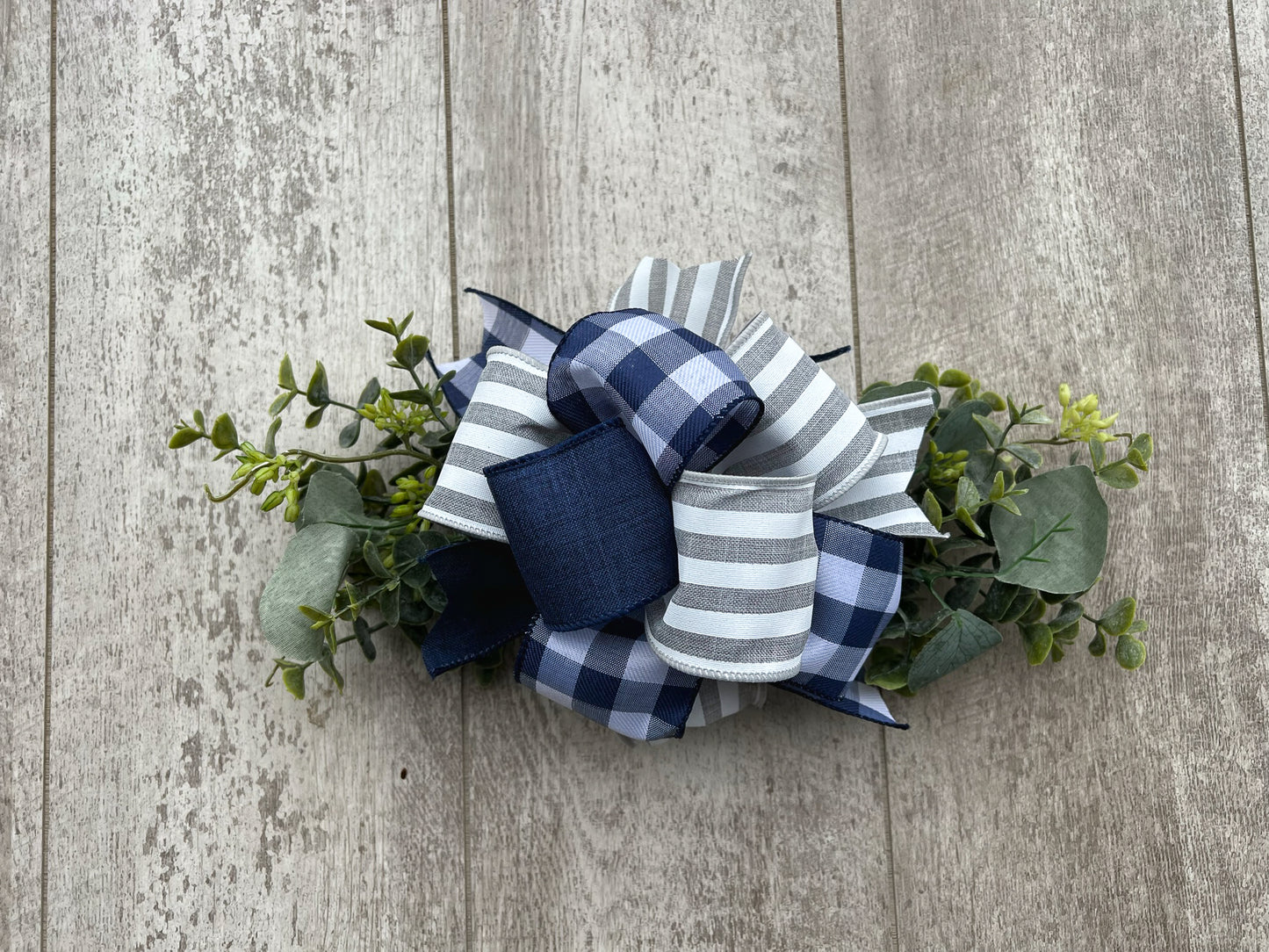 Navy & Grey Buffalo Plaid Trio Interchangeable Bow Attachment