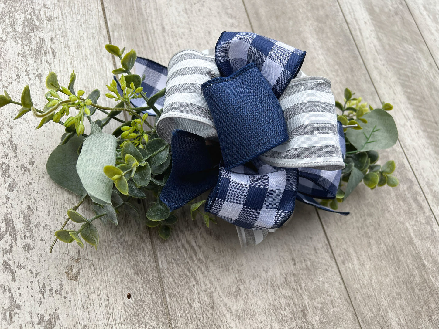 Navy & Grey Buffalo Plaid Trio Interchangeable Bow Attachment