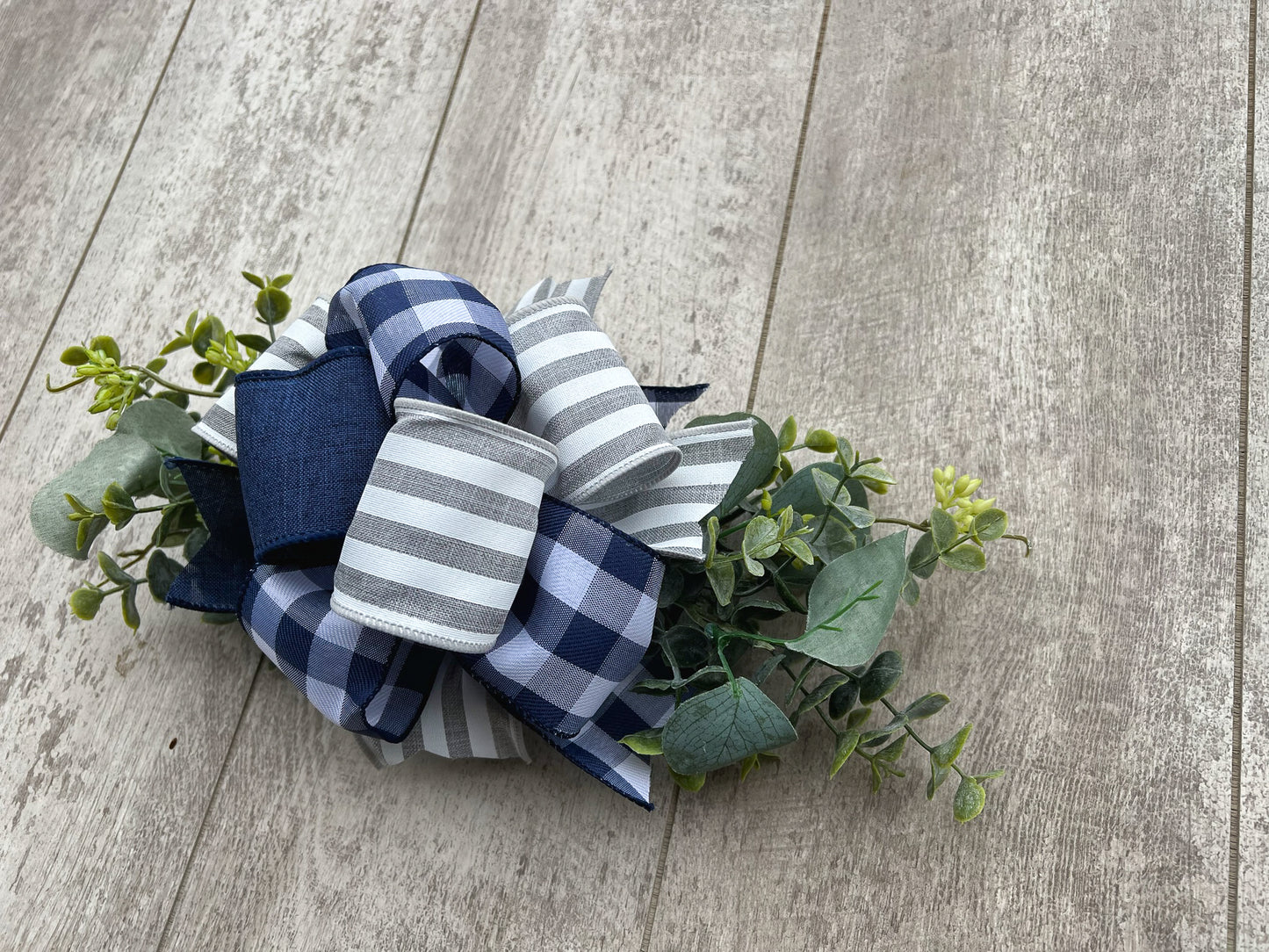 Navy & Grey Buffalo Plaid Trio Interchangeable Bow Attachment