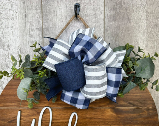 Navy & Grey Buffalo Plaid Trio Interchangeable Bow Attachment