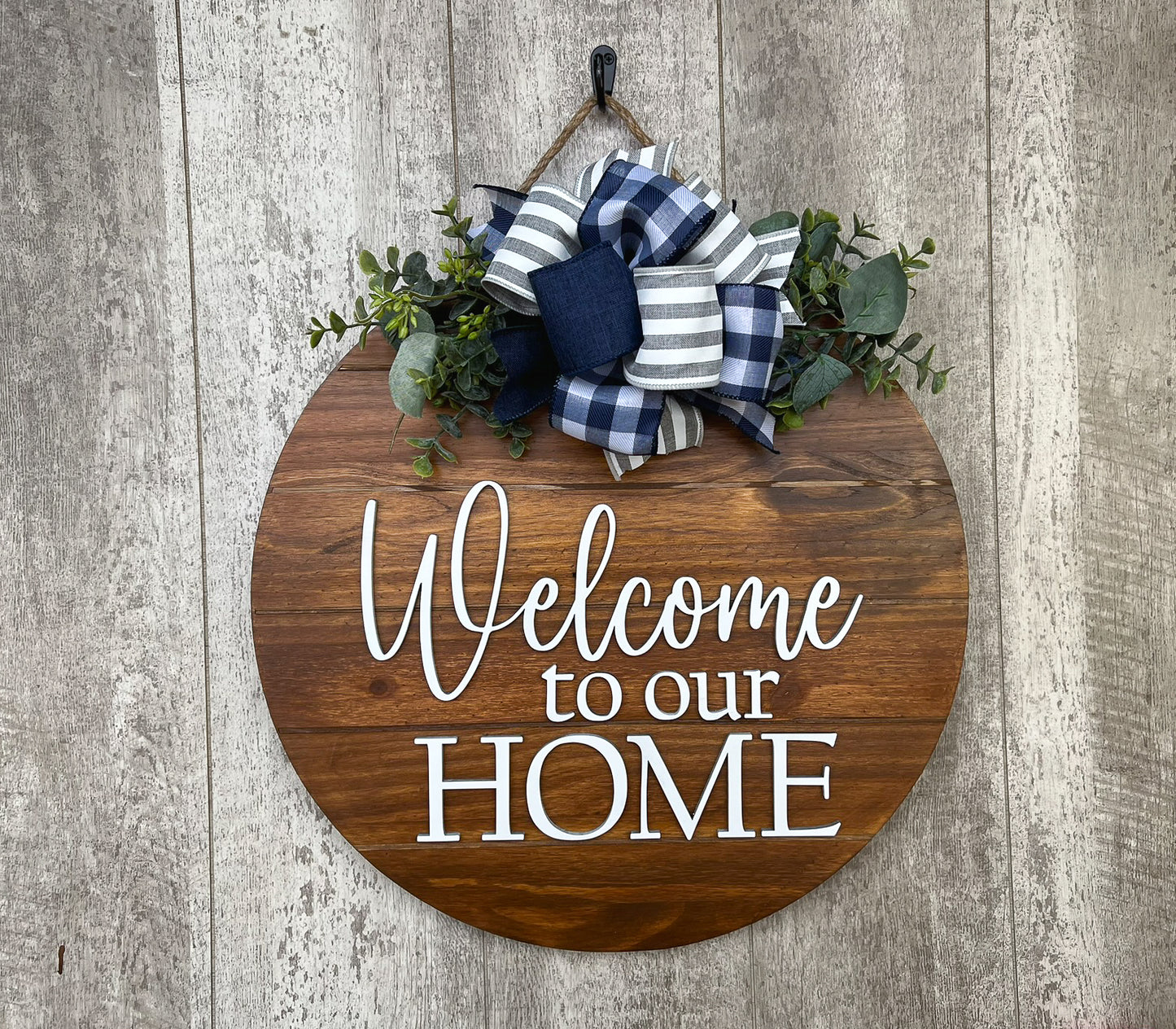 Navy & Grey Buffalo Plaid Trio Interchangeable Bow Attachment