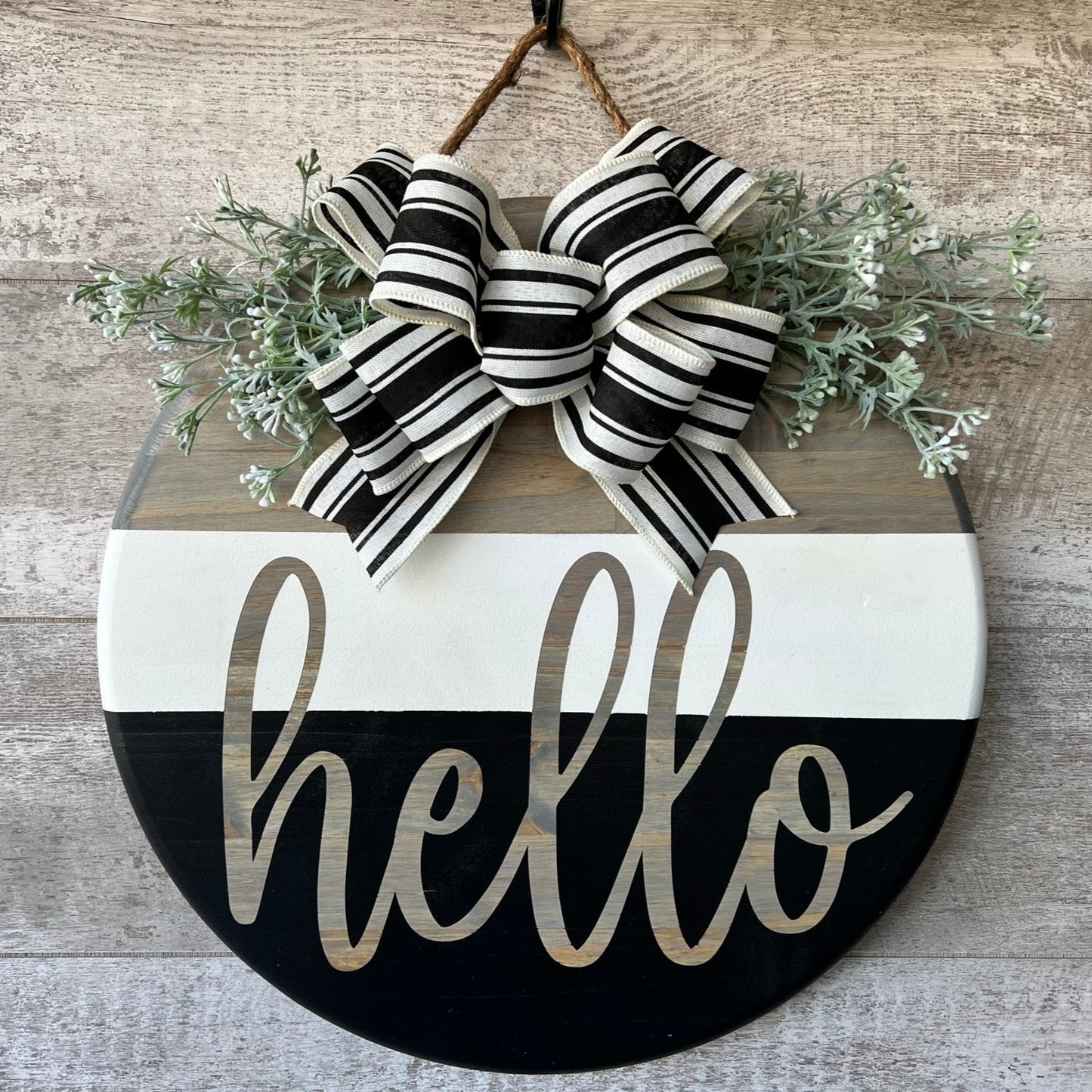 Black & White Hello Door Hanger