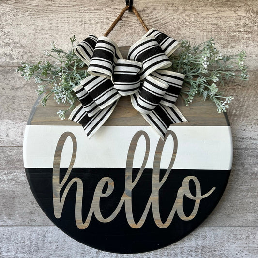 Black & White Hello Door Hanger