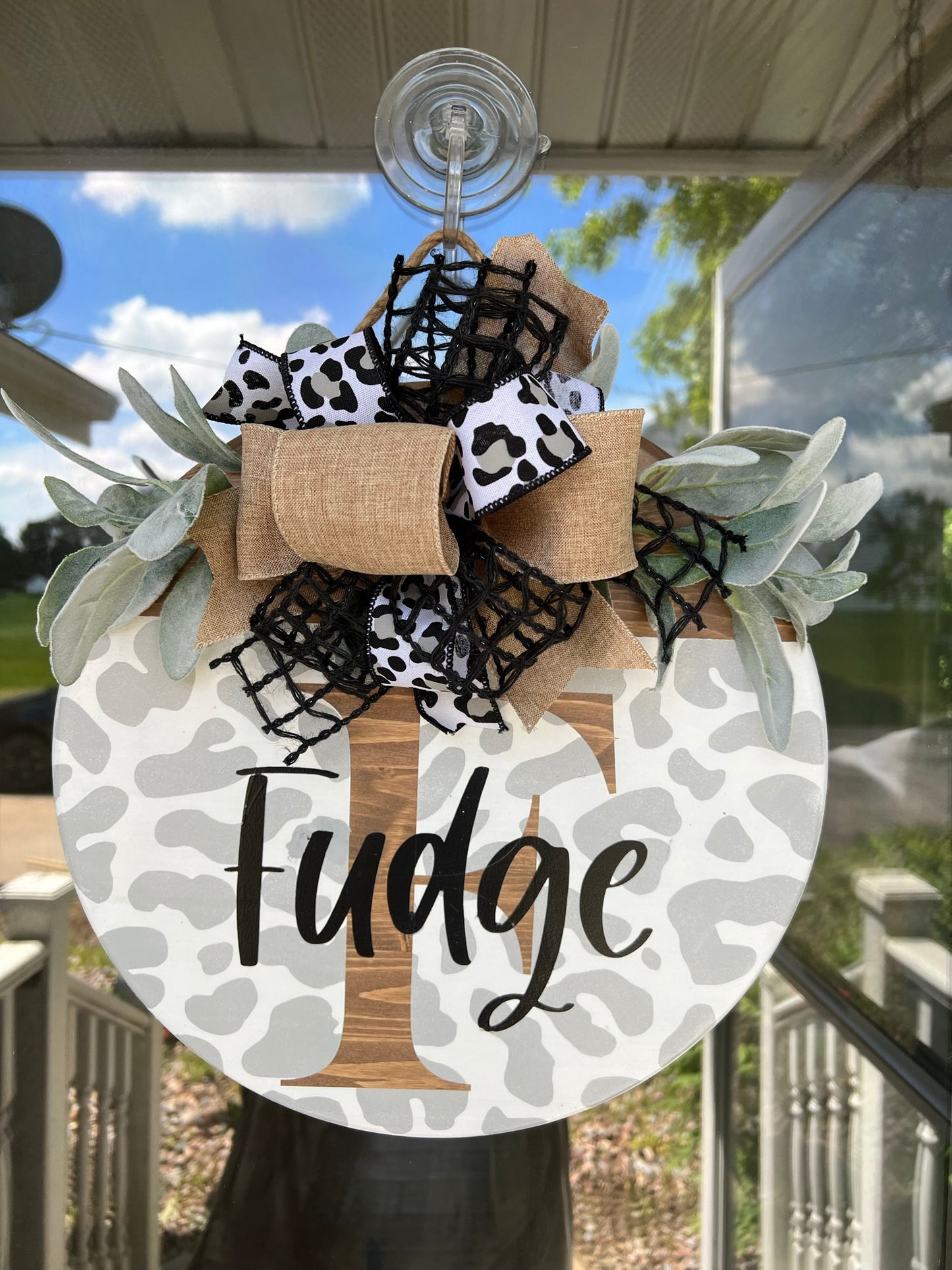 Personalized Cheetah Print Door Hanger, Last Name Sign