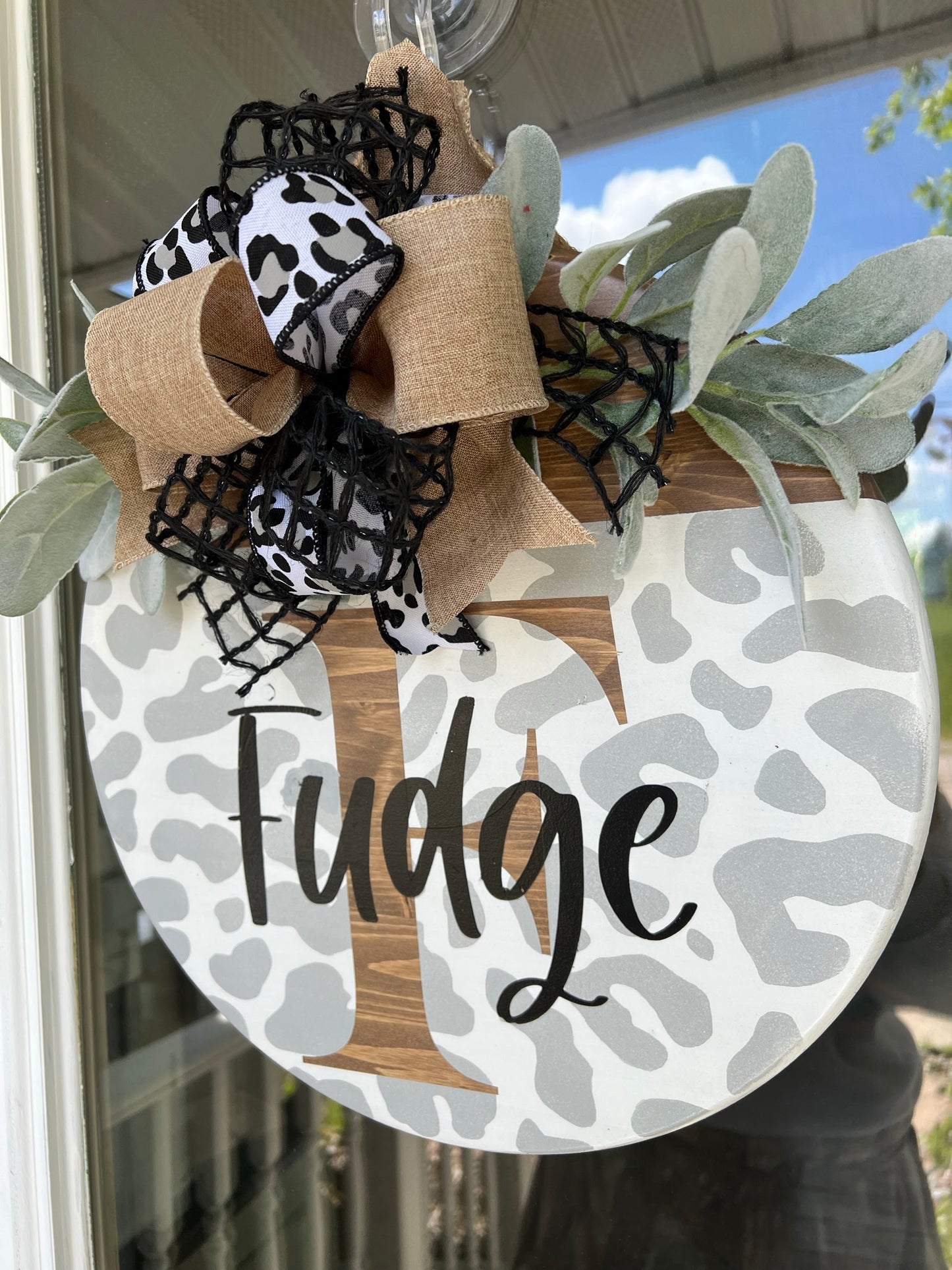 Personalized Cheetah Print Door Hanger, Last Name Sign