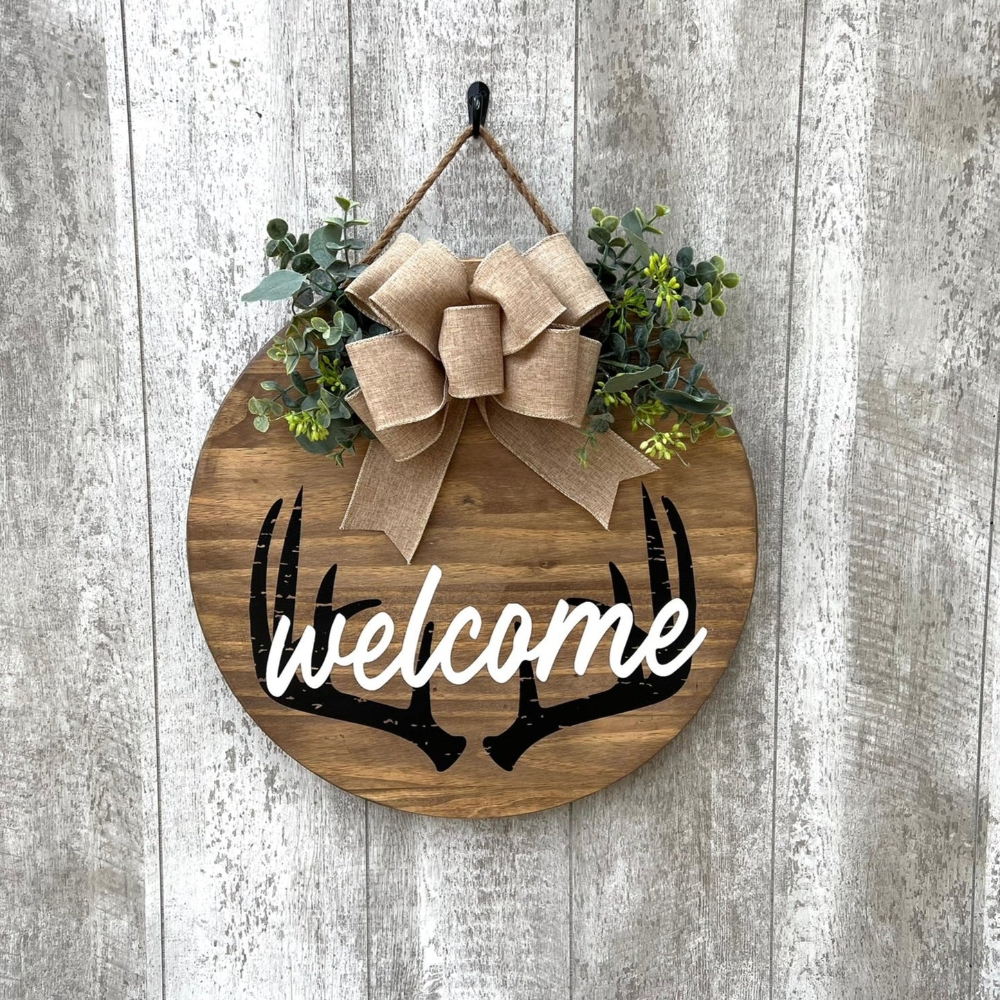 Deer Antler Welcome Door Hanger