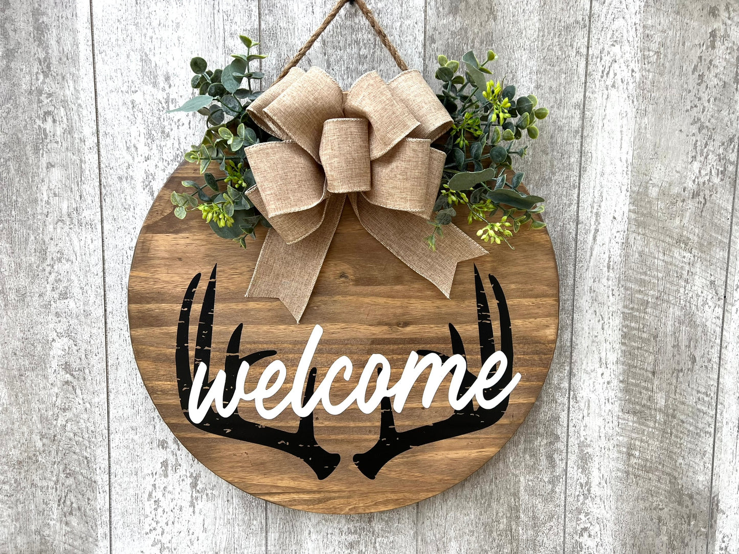 Deer Antler Welcome Door Hanger